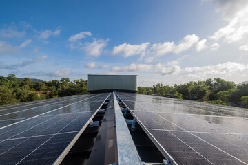 Solar panels on the roof to produce electricity from sunlight