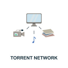 Torrent Network flat icon. Colored sign from dark web collection. Creative Torrent Network icon illustration for web design, infographics and more