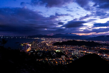 city skyline at night