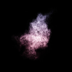 Red powder explosion with black space