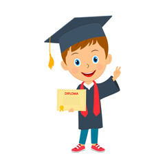 cute cartoon boy with diploma