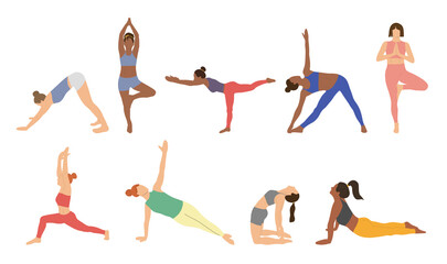 Yoga poses set. Vector illustration.