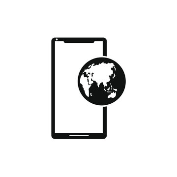 image of the earth coming out of the smartphone screen