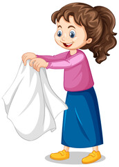 Obraz premium Girl taking off her coat cartoon character