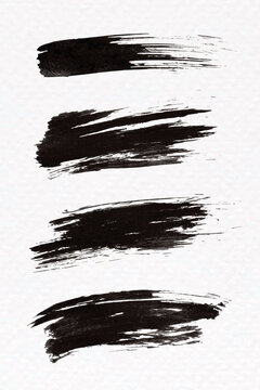 Abstract black brush stroke set vector