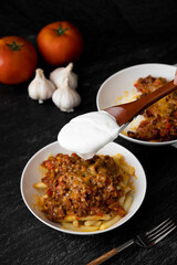 Chili Con Carne with sour cream