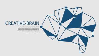 Human brain polygon, think creative idea, symbol intelligence concept. illustration icon. futuristic information.