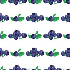 Fresh blueberry vector seamless pattern. Simple forest background.