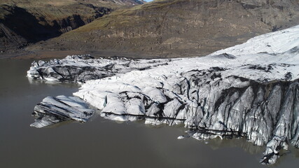 Areal view of Sólheimajökull glacier in Iceland