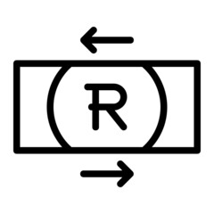 South African Rand Money In and Out Transaction Icon