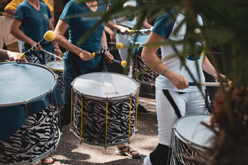 Marching band and drums in parade