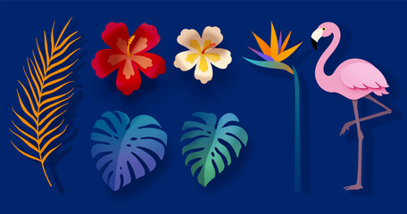 Set of tropical design elements