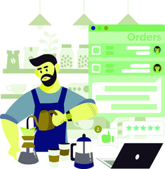 Person making  juice and chat on phone  