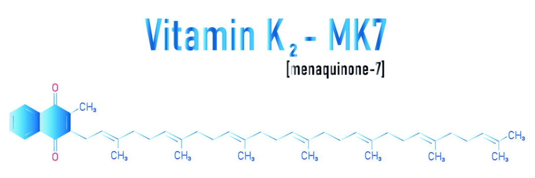 Itamin K2 Or Menaquinone Molecule. Skeletal Formula. Menaquinone-7. MK7. Menachinon-7