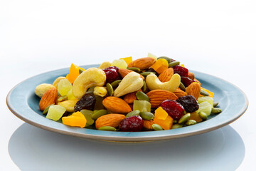 Plate, containing, nutritious, mixed nuts