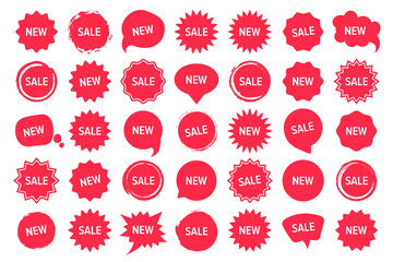 New and sale tags collection in red