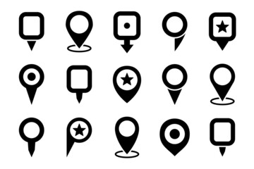 Set of location pin pointer icon in a flat design