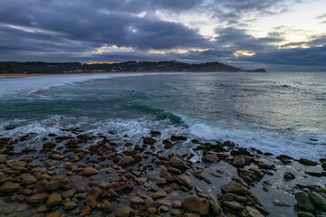 Surfs up - aerial sunrise seascape