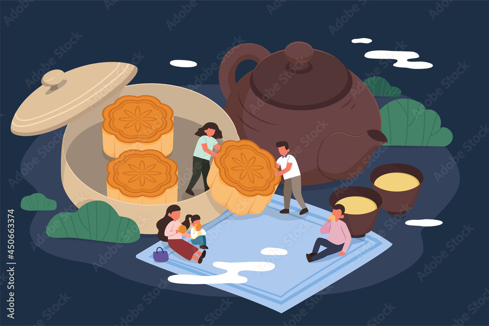 Sticker mid-autumn festival illustration