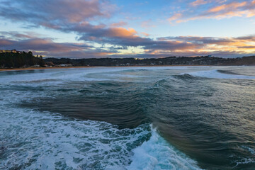 Fototapeta premium Surfs up - aerial sunrise seascape