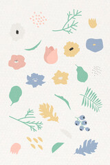 Botanical pattern on beige background vector