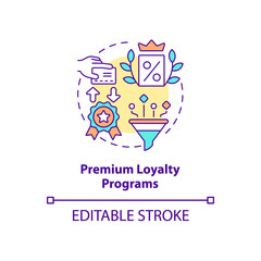 Premium loyalty programs concept icon. Paid program abstract idea thin line illustration. Pay fees to have special offers and benefits. Vector isolated outline color drawing. Editable stroke