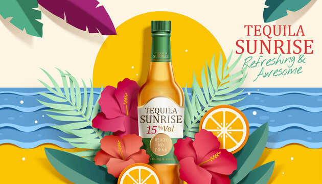Tequila sunrise cocktail ads