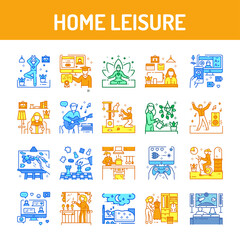 Home leisure color line icon. Homework and hobby