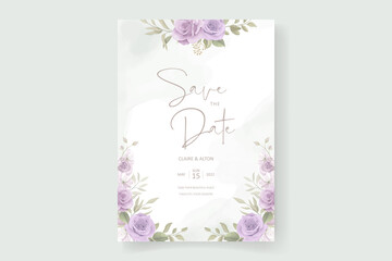 Invitation card template with beautiful flower and leaf ornament