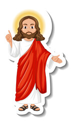 Jesus Christ cartoon character sticker on white background