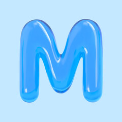 3d blue water balloon letter M