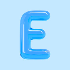 3d blue water balloon letter E