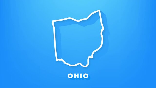 Line animated map showing the state of Ohio from the united state of america. Motion graphics.