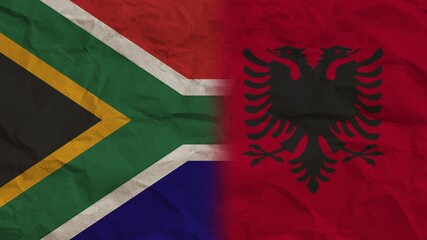Albania and South Africa Flags Together, Crumpled Paper Effect Background 3D Illustration