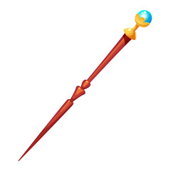 Magic Wand.Carved wooden magic wand decorated with gold and crystal.Witchcraft stuff