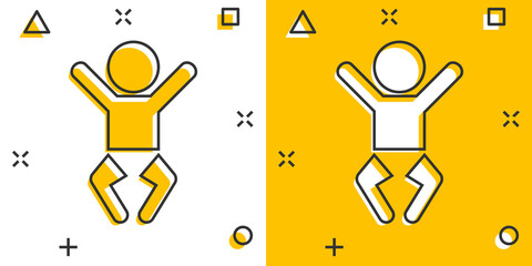 Vector cartoon baby icon in comic style. Child sign illustration pictogram. People business splash effect concept.