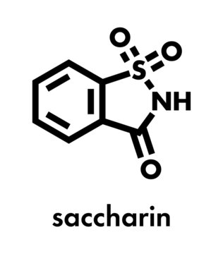 Saccharin artificial sweetener molecule. Skeletal formula.