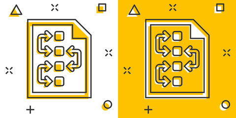 Vector cartoon tactical plan document icon in comic style. Strategy concept illustration pictogram. Document business splash effect concept.