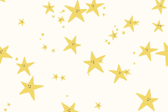 Stars seamless pattern background vector cute doodle for kids