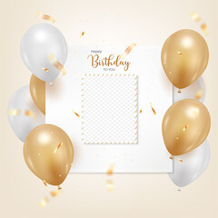 happy birthday background with collage photo.