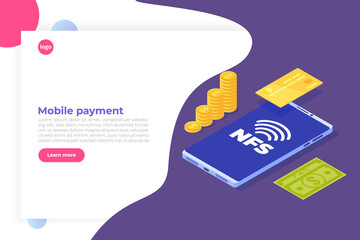 NFS - Network File System isometric. Vector illustration.