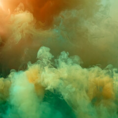 Orange and green colored smoke background, special blurred
