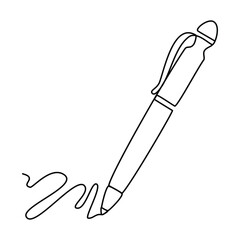 Ballpoint Pen writing on a sheet of doodle School theme office notes Continuous Line drawing Back to school black on white isolated vector illustration