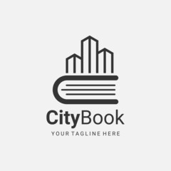 simple and modern book and city logo design template elements