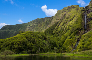 Naklejka na ściany i meble Azores landscape with waterfalls