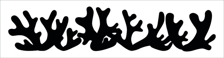 Silhouette of seaweed, black outline on a white background profile