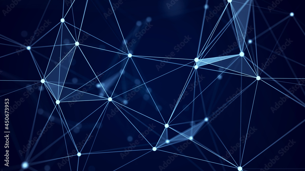 Leinwandbilder Distribution of lines and points in space. Digital background of data network connection. 3D rendering.
