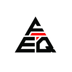 FEQ triangle letter logo design with triangle shape. FEQ triangle logo design monogram. FEQ triangle vector logo template with red color. FEQ triangular logo Simple, Elegant, and Luxurious Logo. FEQ 