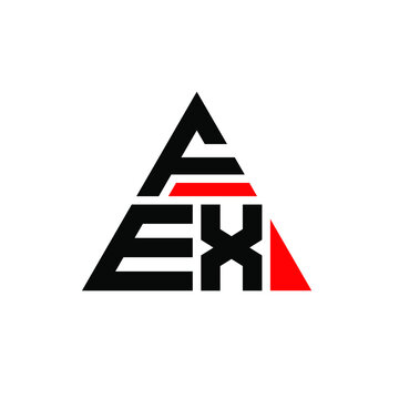 FEX triangle letter logo design with triangle shape. FEX triangle logo design monogram. FEX triangle vector logo template with red color. FEX triangular logo Simple, Elegant, and Luxurious Logo. FEX 