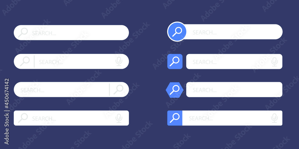 Poster search bar for ui, design and web site. search address and navigation bar icon. collection of search